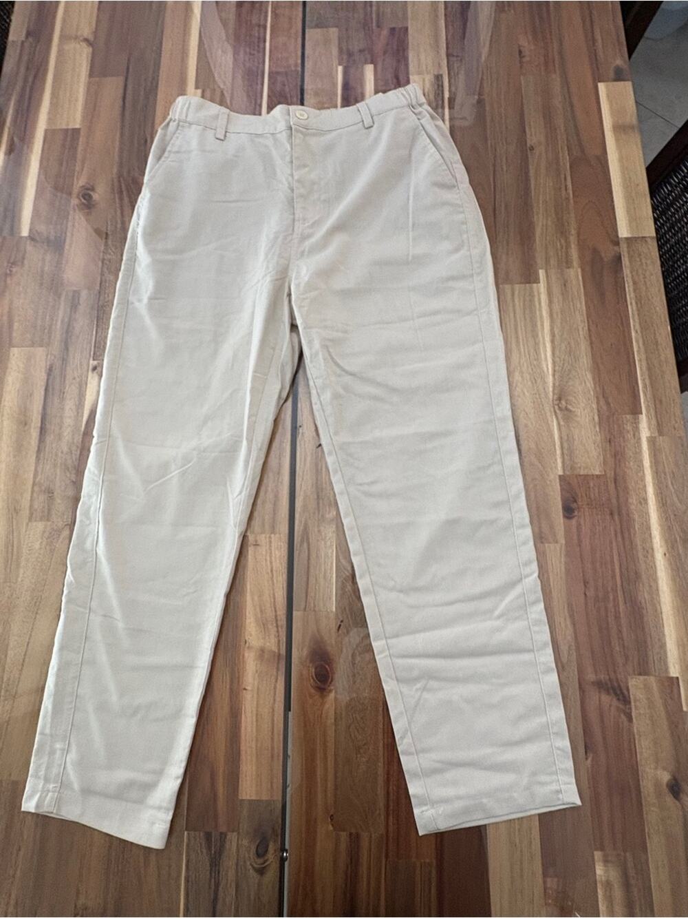 NWT Men's Coofandy Sz M Beige Linen Pants Elastic Waist Pockets Casual Vacation